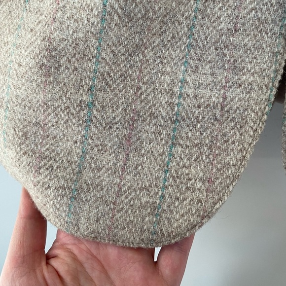 Vintage Harris Tweed Wool Blazer Jacket Size 40 Beige Pastel Pinstripes 70s 80s - Picture 3 of 9